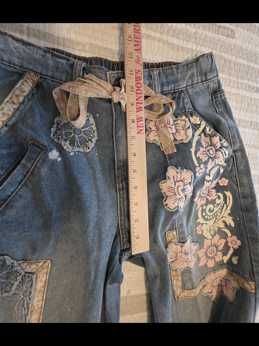 Oli & Hali Blue Wide-Leg Embroidered Jeans - Picture 7 of 8